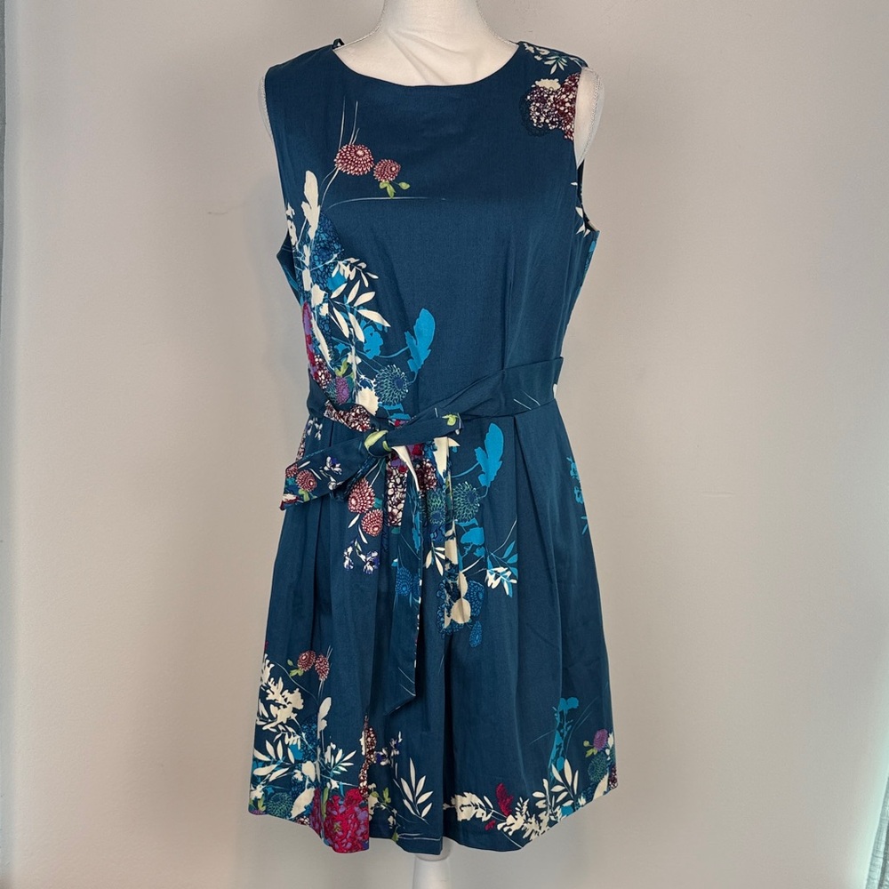 Closet London Teal/Blue Floral Sleeveless Mini Dress. Size 12. NWT. Wedding.